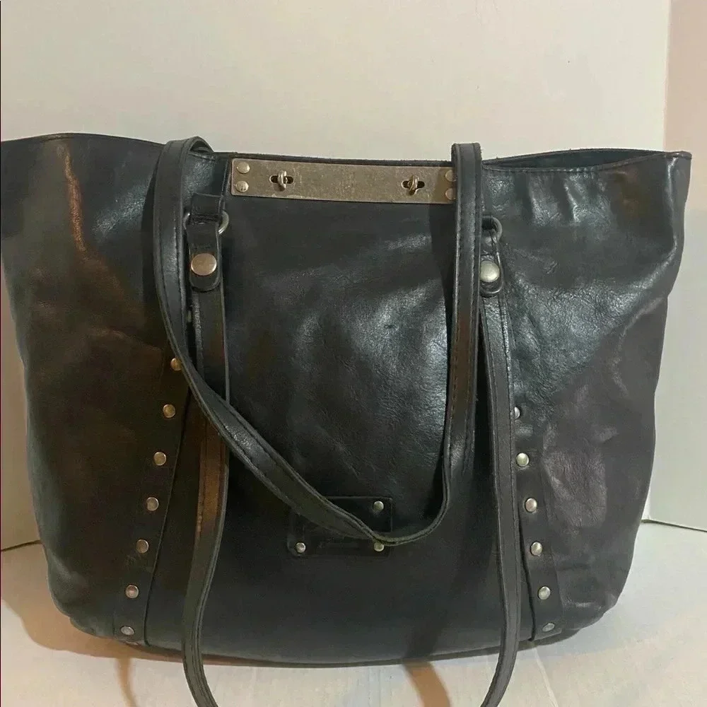 Patricia Nash black leather tote bag